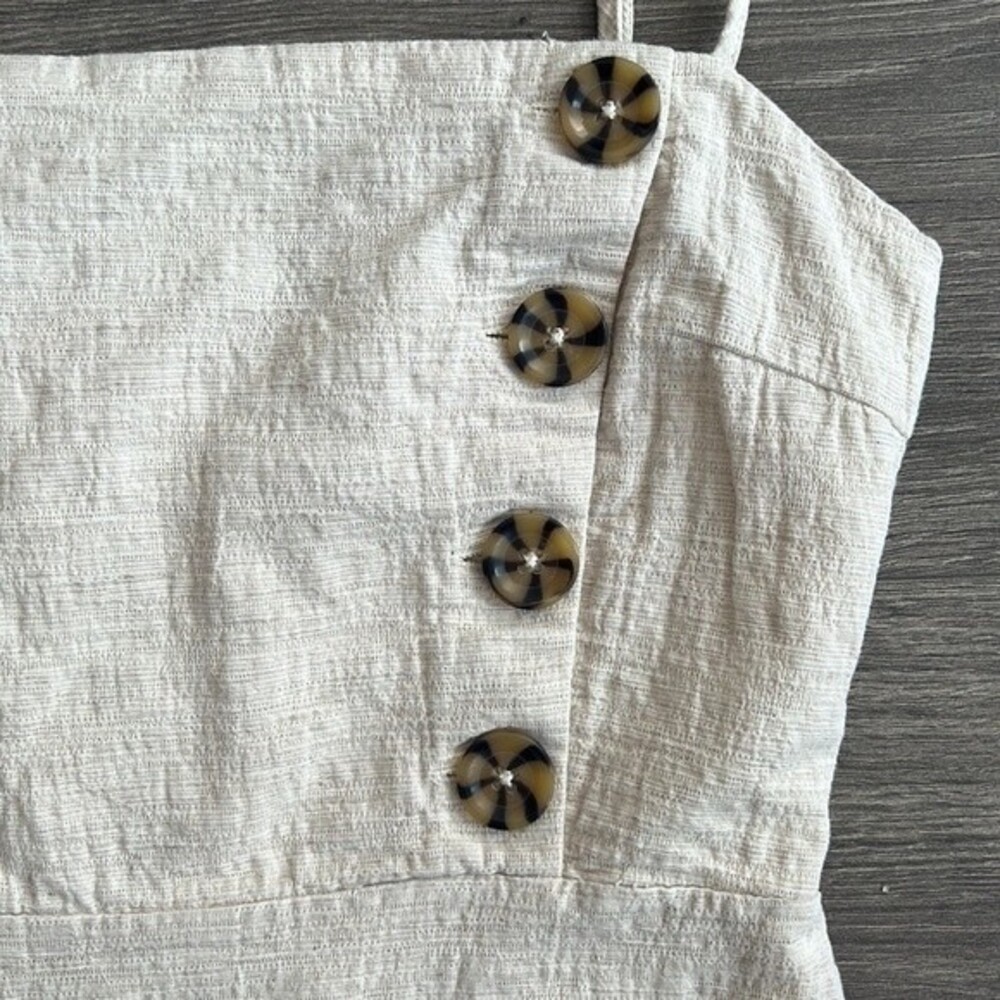 Urban Outfitters Riley Button Front Mini Dress Size 0 Linen & Cotton Beige Cream - Picture 6 of 12